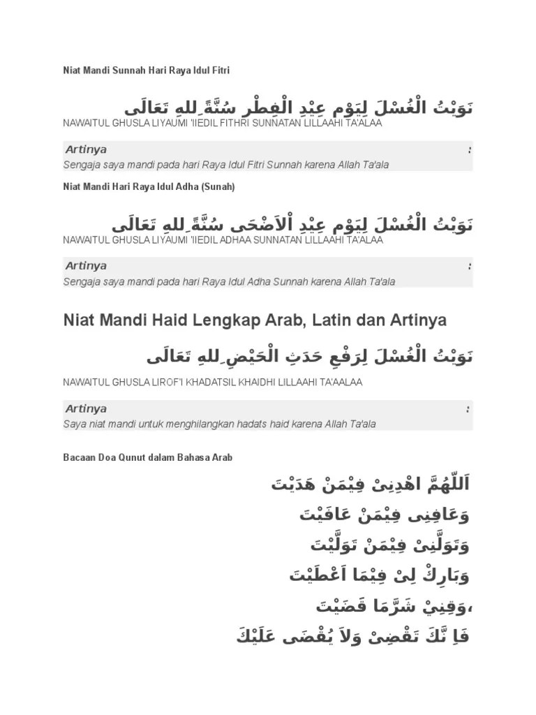 Niat Mandi Idul Adha Dan Artinya
