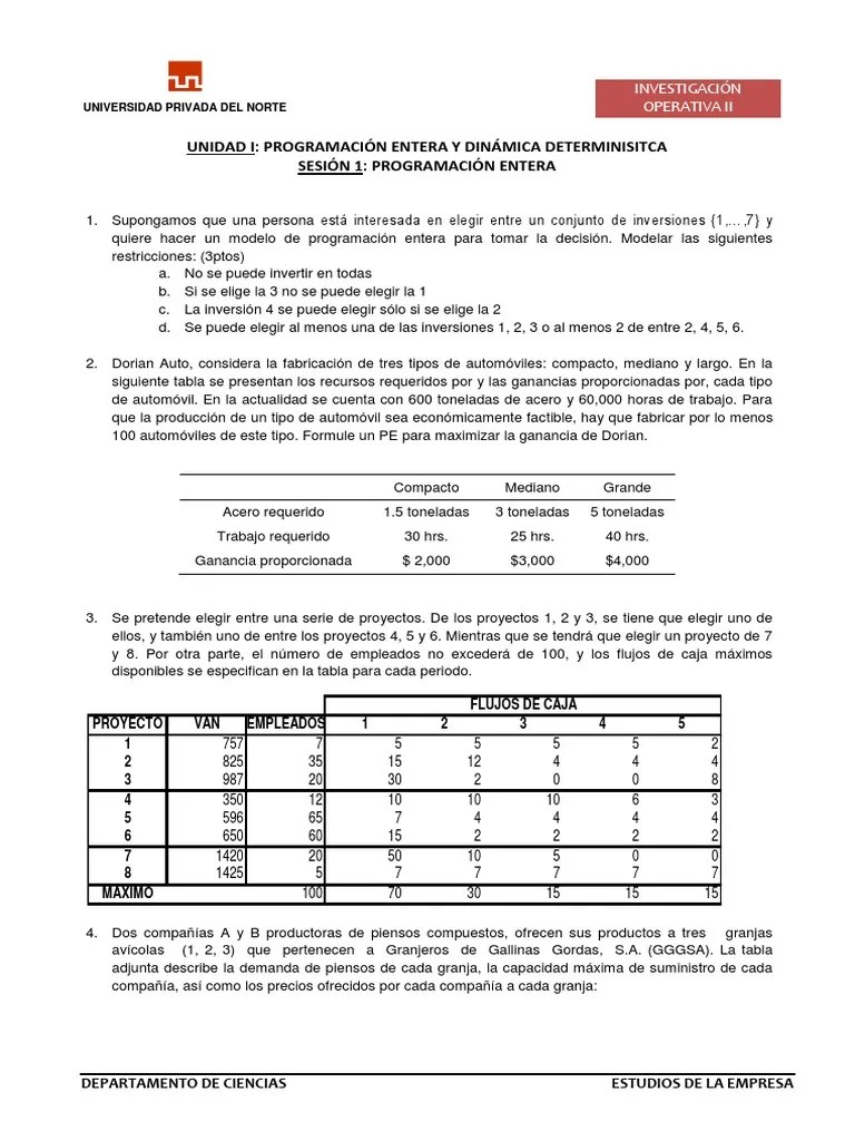 Ejercicios Investigacion de Operaciones Economias Ciencia (general