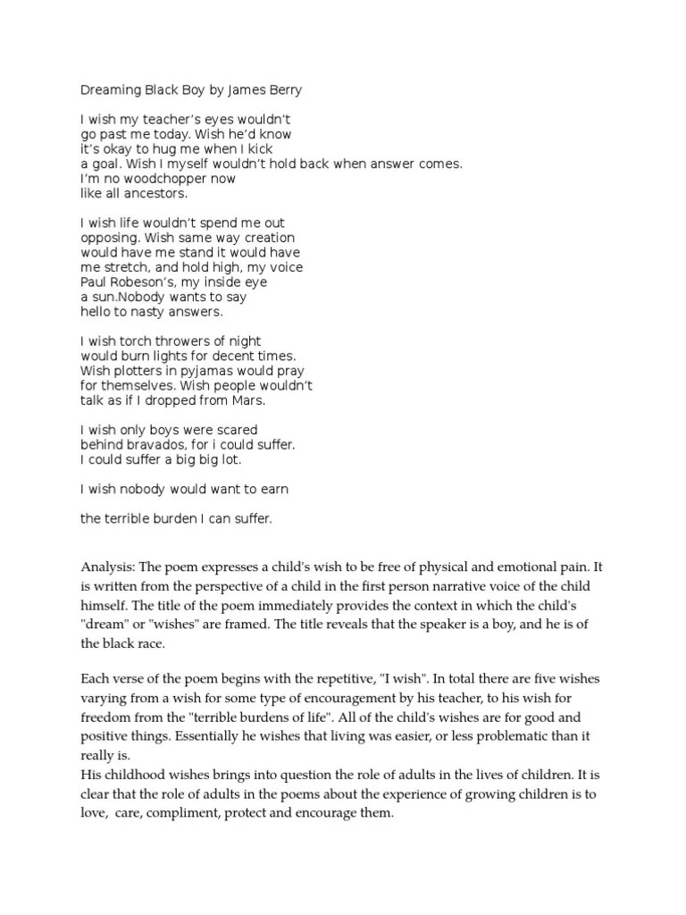 DREAMING BLACK BOY Laughter Poetry