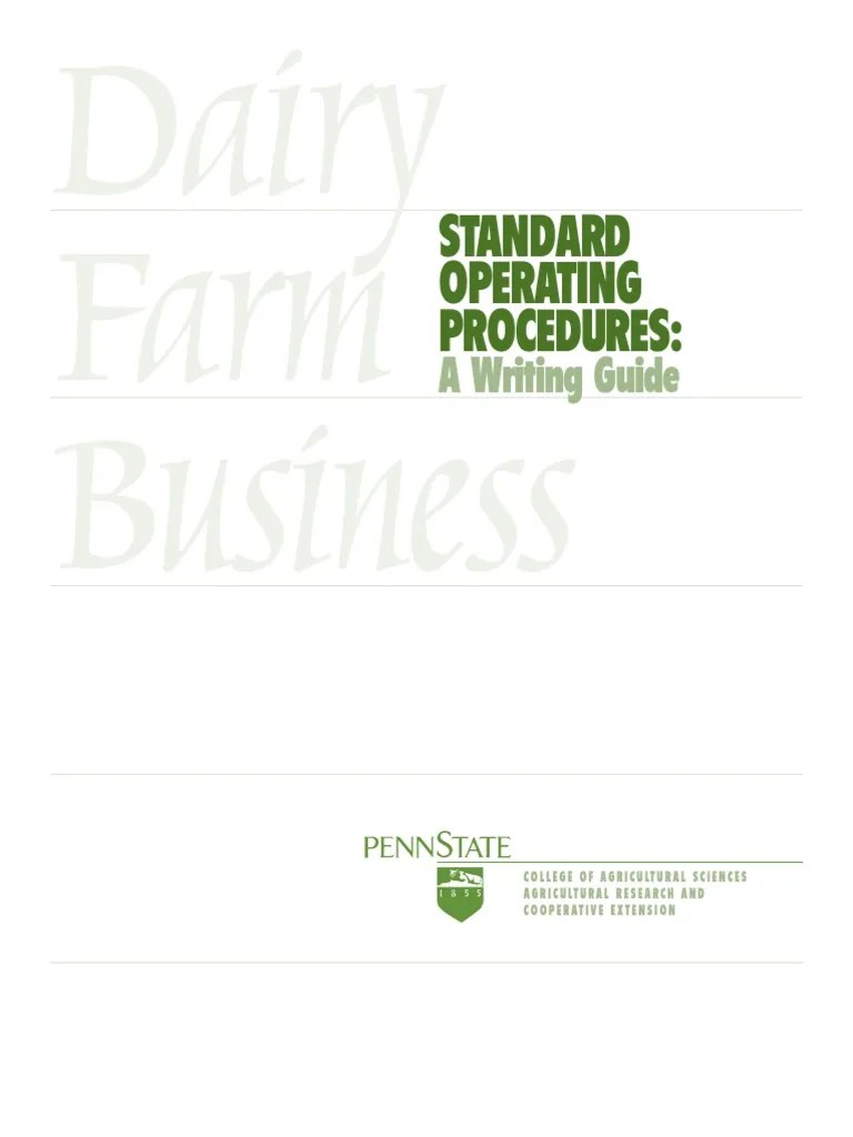 Standard Operating Procedures A Writing Guide Dairy Farming