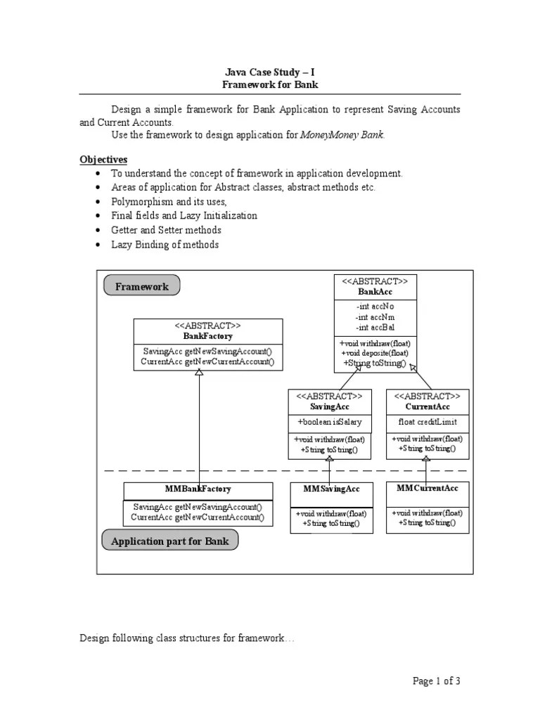 Java Case Study Framework I Method Programming