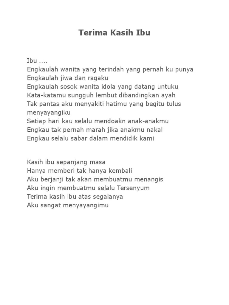 Puisi Terima Kasih Ibu Singkat 1001 Kumpulan Puisi Terbaik