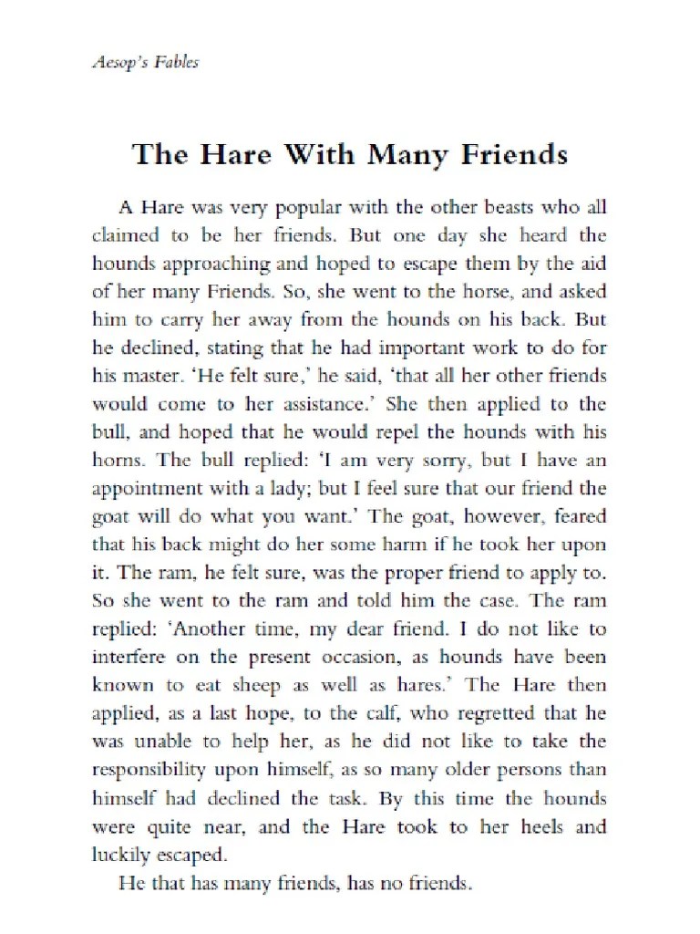 Aesop’s Fables The Hare With Many Friends.pdf