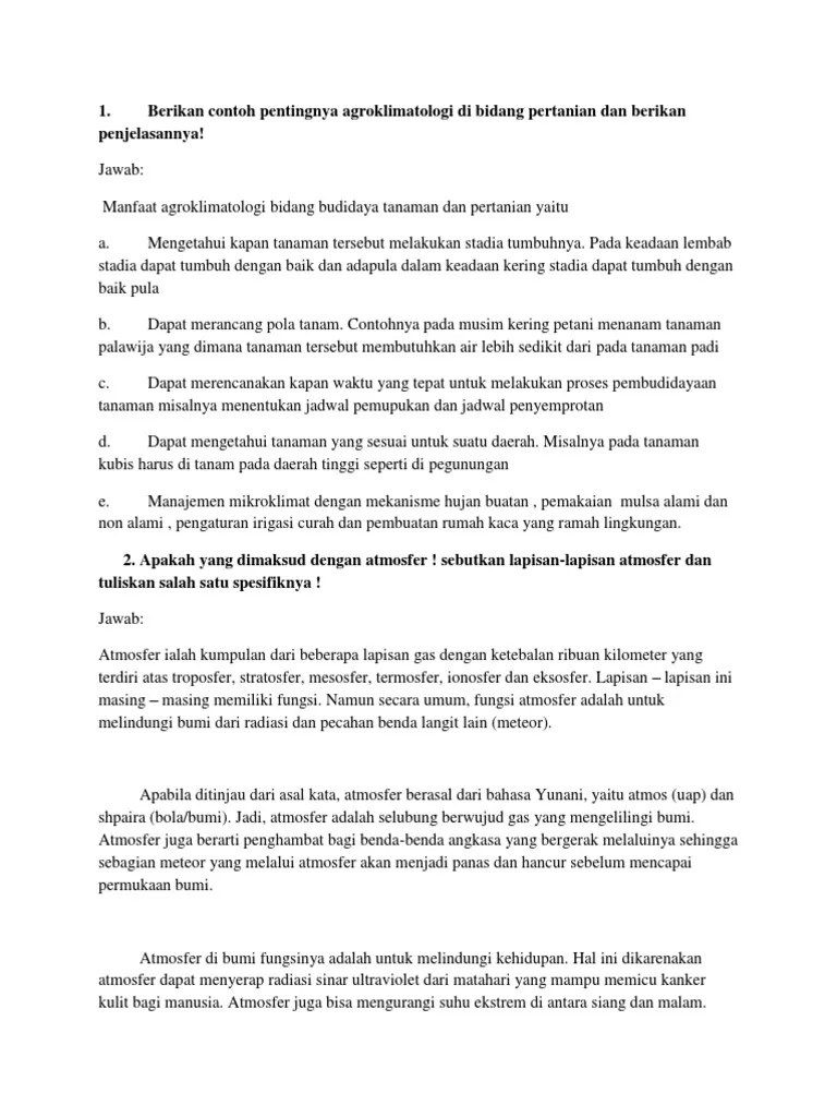 Agroklimatologi Soal-Soal | PDF