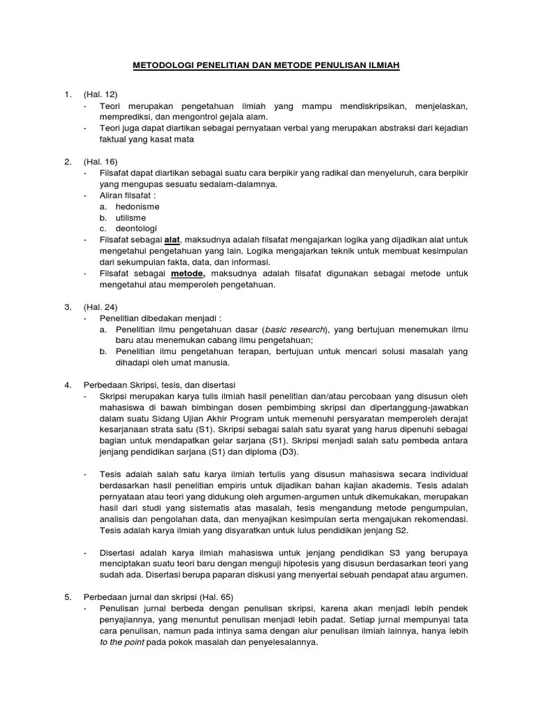 Metodologi Penelitian Dan Metode Penulisan Ilmiah | PDF