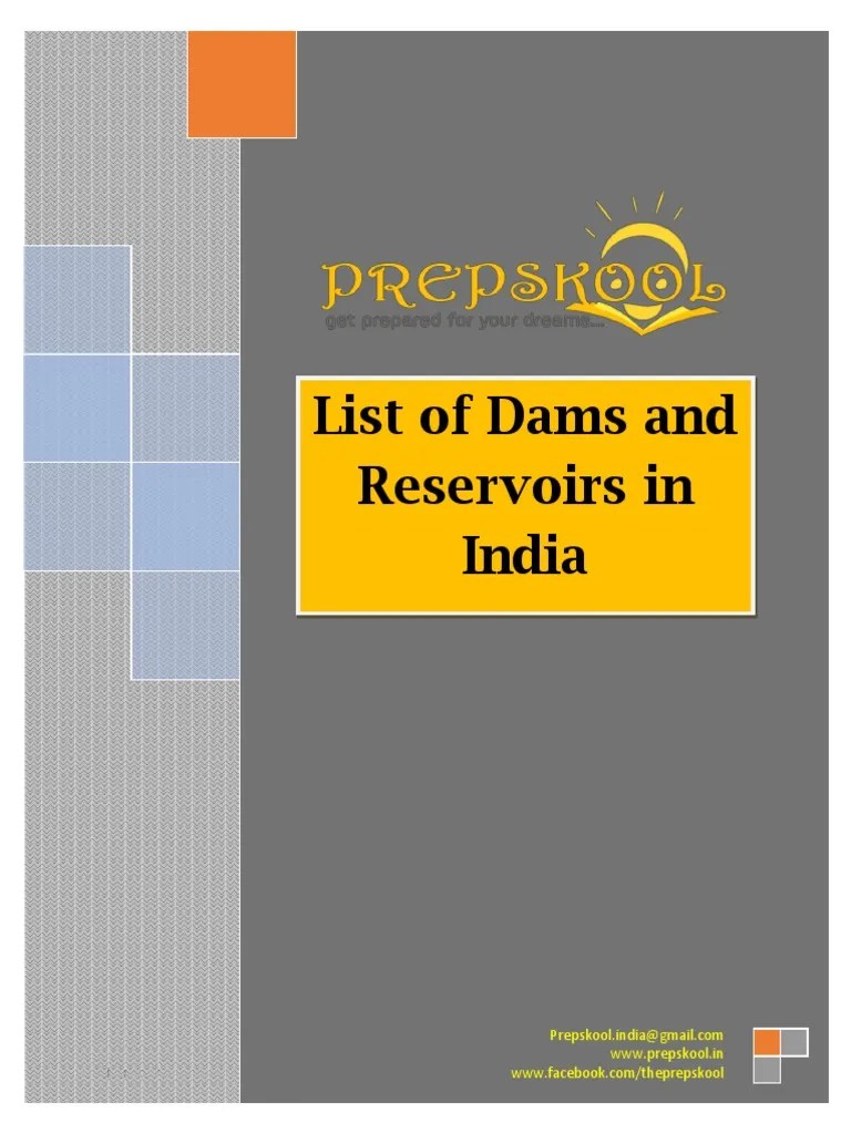 List of Dams and Reservoirs in India Statewise PDF PDF Irrigation