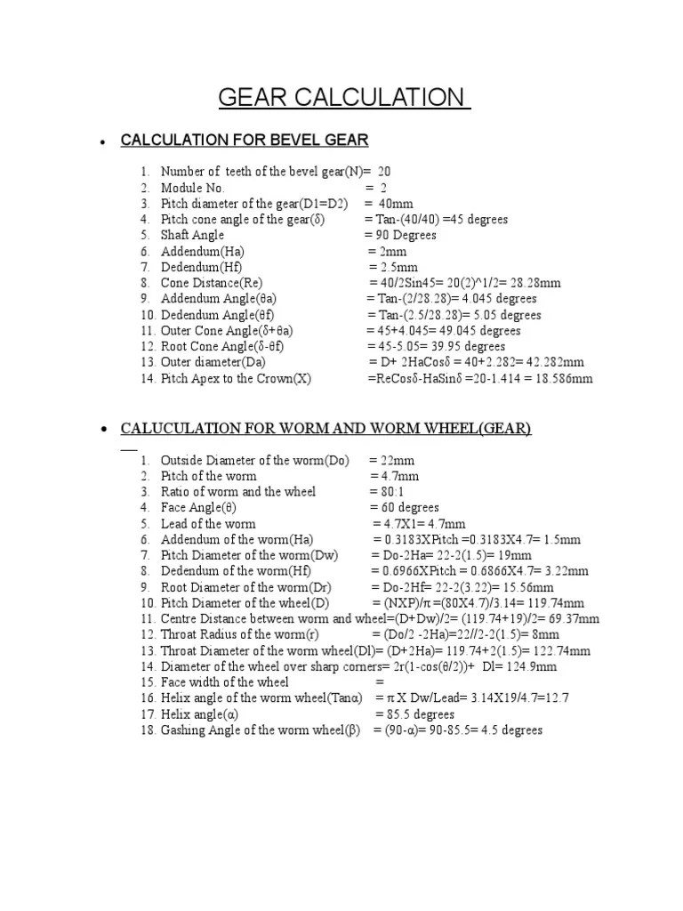 Gear Calculation Final Report PDF Gear Machines