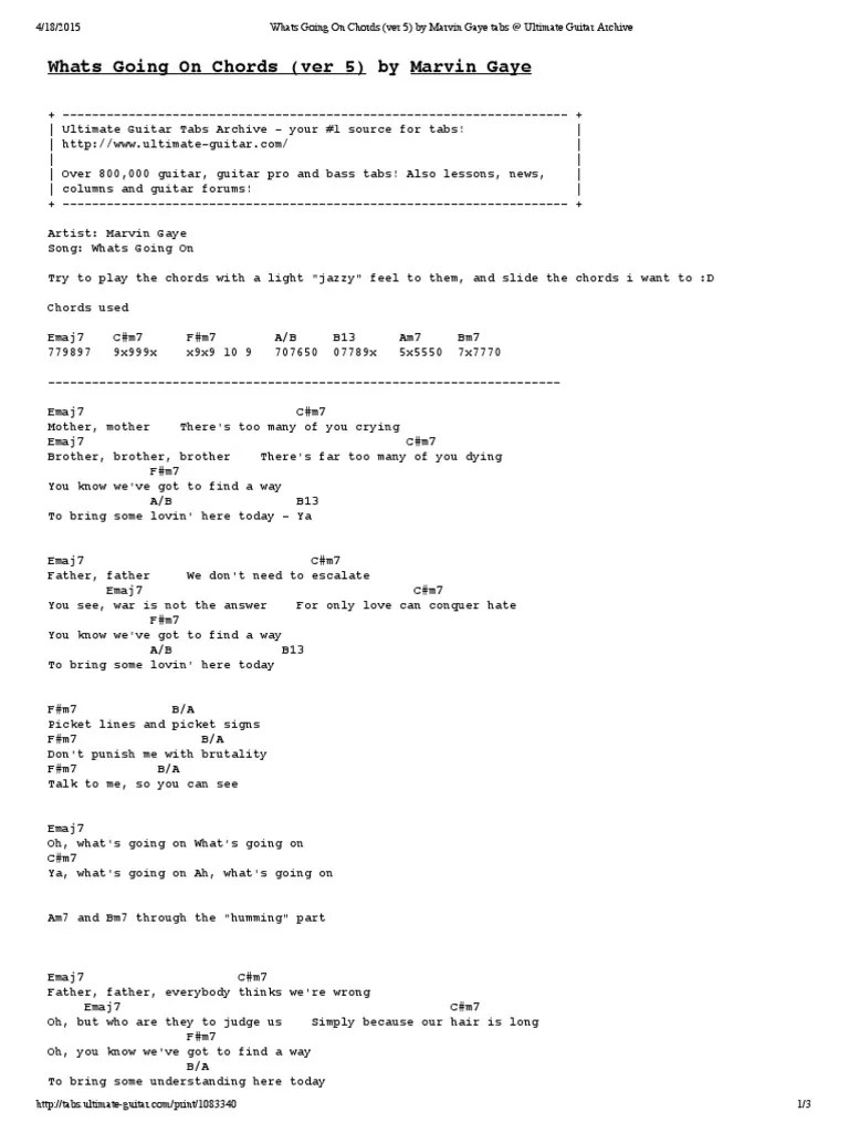Whats Going On Chords PDF Leisure Entertainment (General)