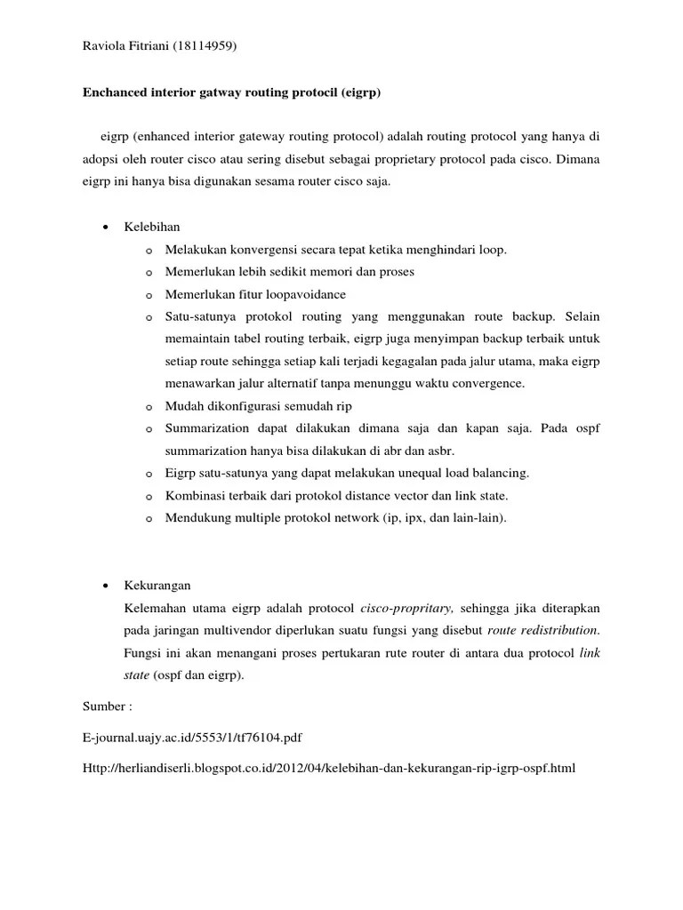 Kelebihan Dan Kekurangan EIGRP | PDF