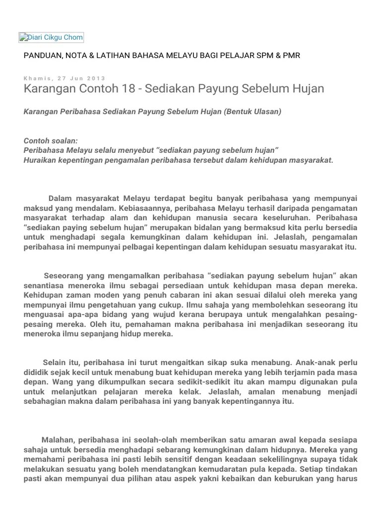 Sediakan Payung Sebelum Hujan