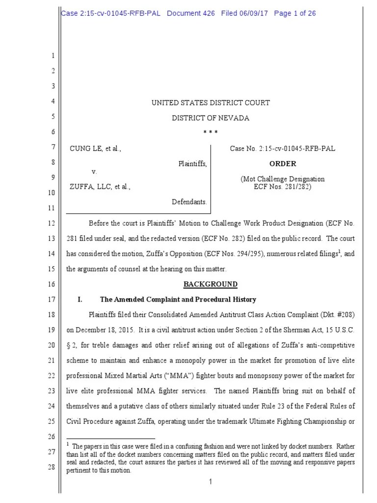 Order on Motion to Seal Lawsuit Discovery (Law)