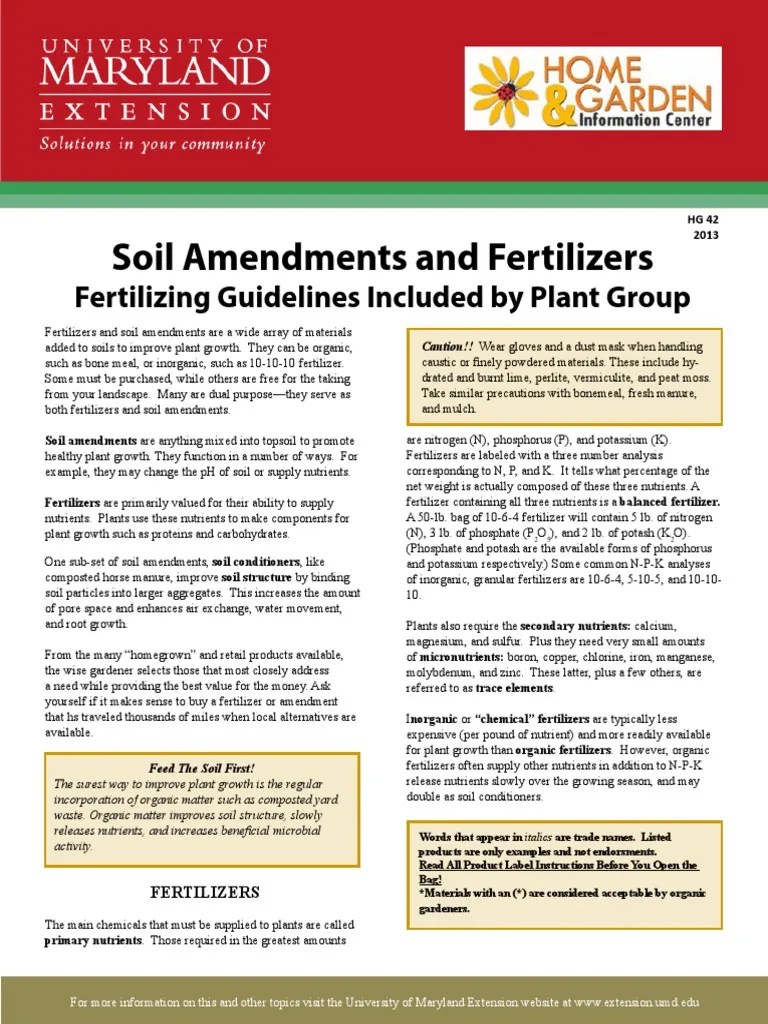 HG42 Soil Amendments and Fertilizers Fertilizer Soil