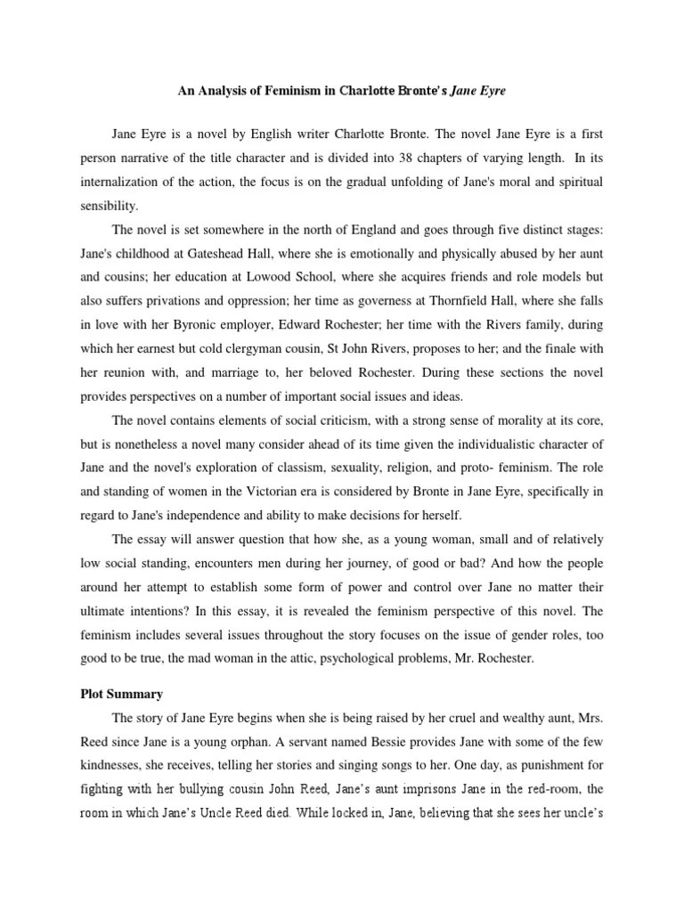 Jane Eyre Analysis PDF Jane Eyre Feminism