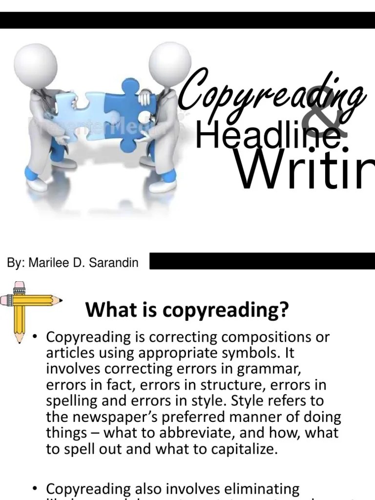 Copyreading and Headline Writing Verb Symbols
