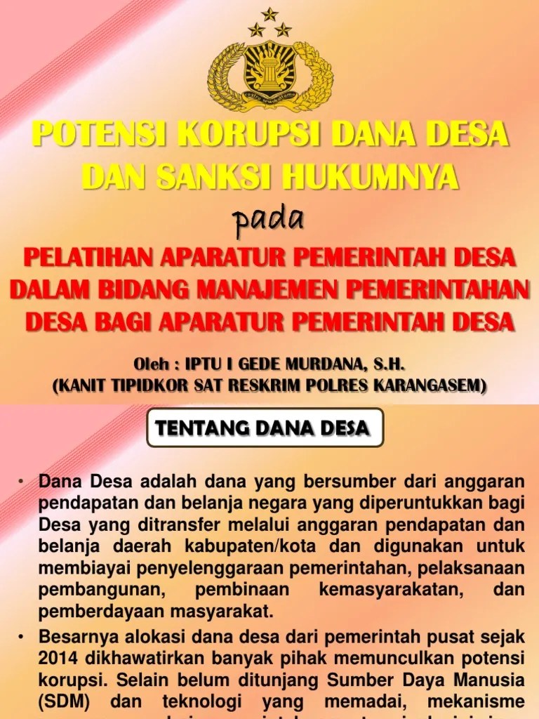 Slide Potensi Korupsi Dana Desa PDF
