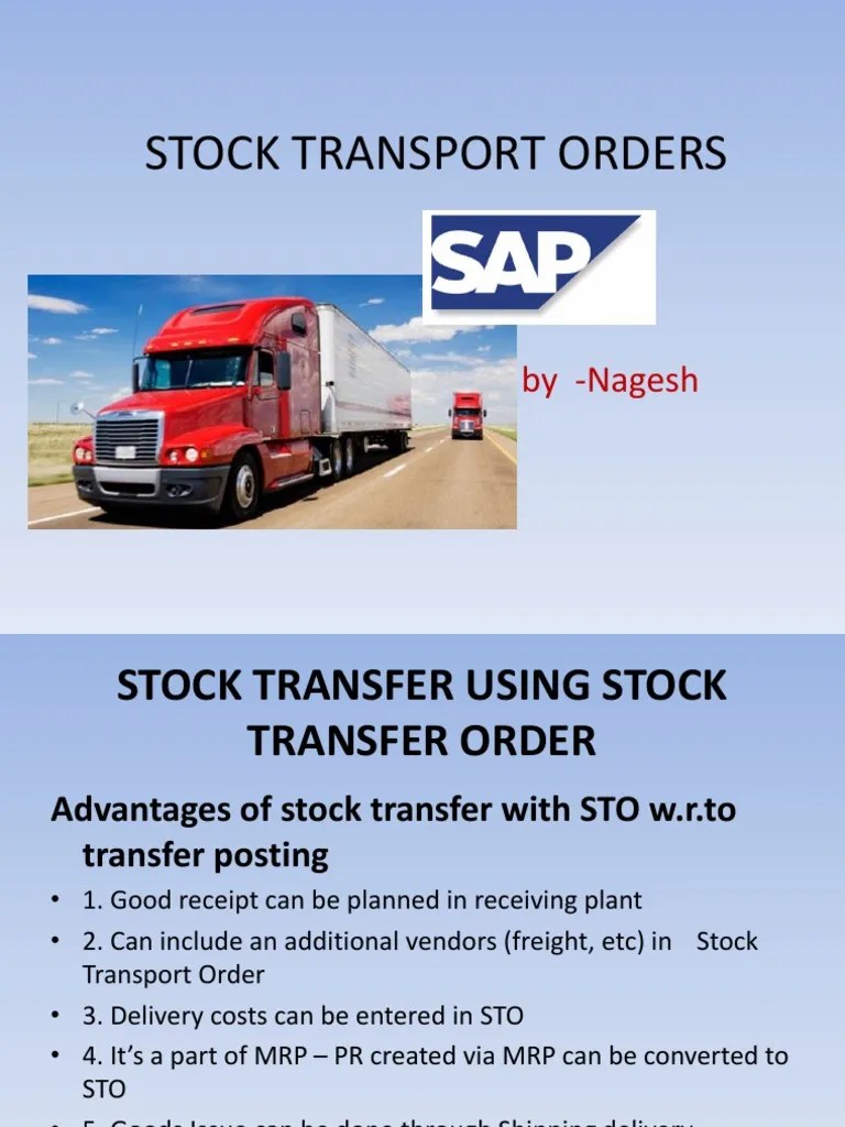 Stock Transport Orders by Nagesh PDF Invoice Stocks