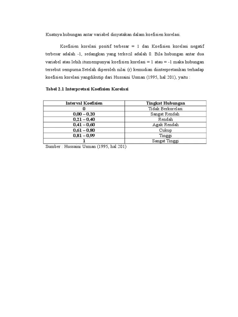 Kuatnya Hubungan Antar Variabel Dinyatakan Dalam Koefisien Korelasi | PDF
