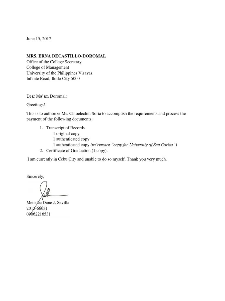 Authorization Letter - ToR | PDF