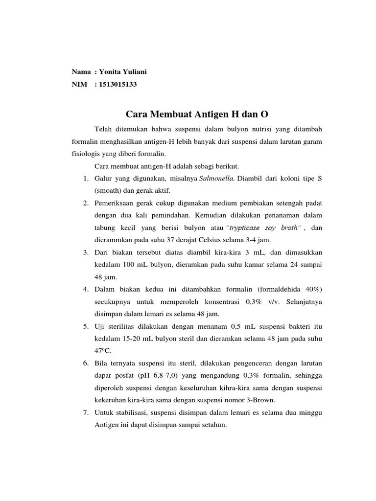 Cara Membuat Antigen H Dan O PDF