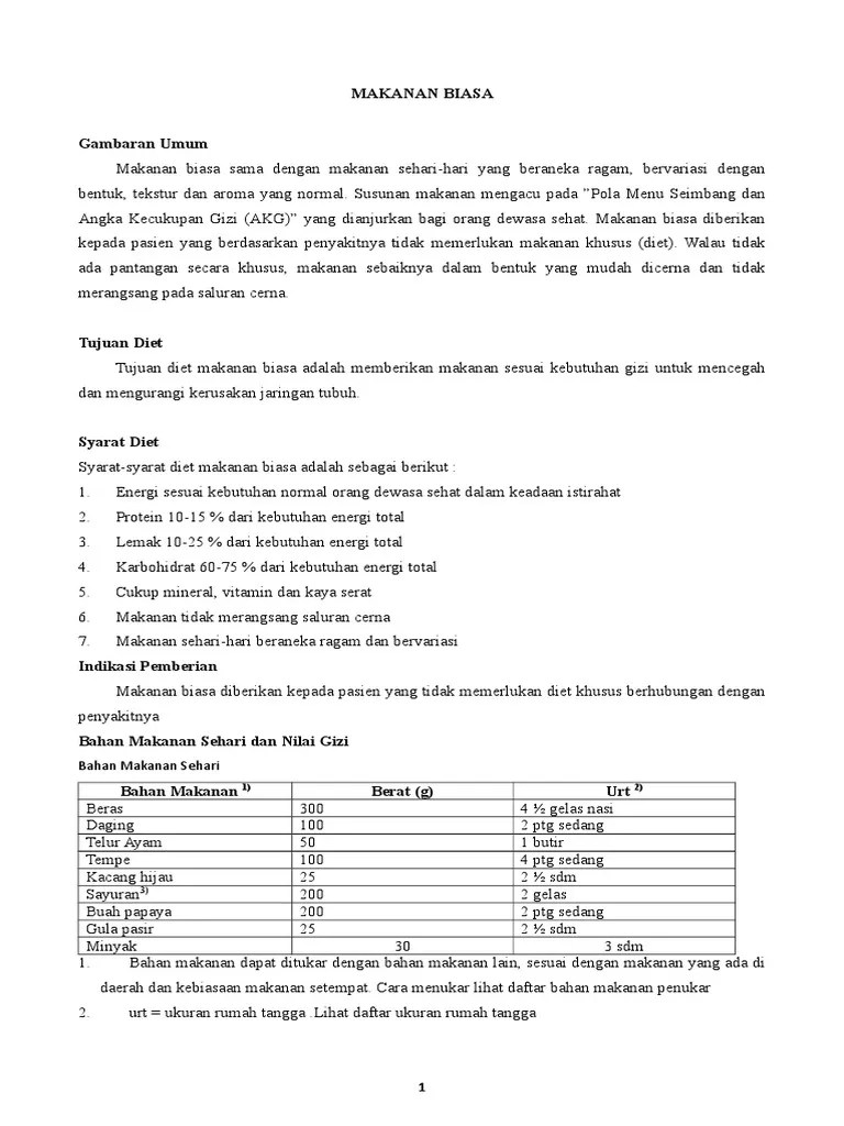 Standar Makanan Rumah Sakit