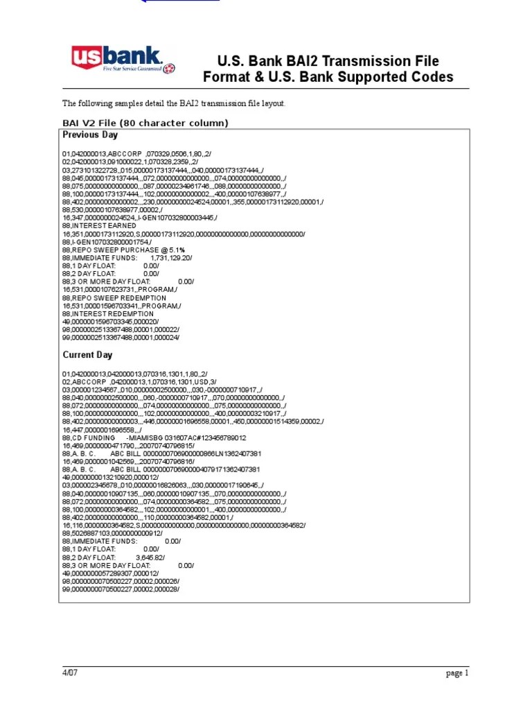 BAI2 File Format Guide 091208 Wire Transfer Debit Card