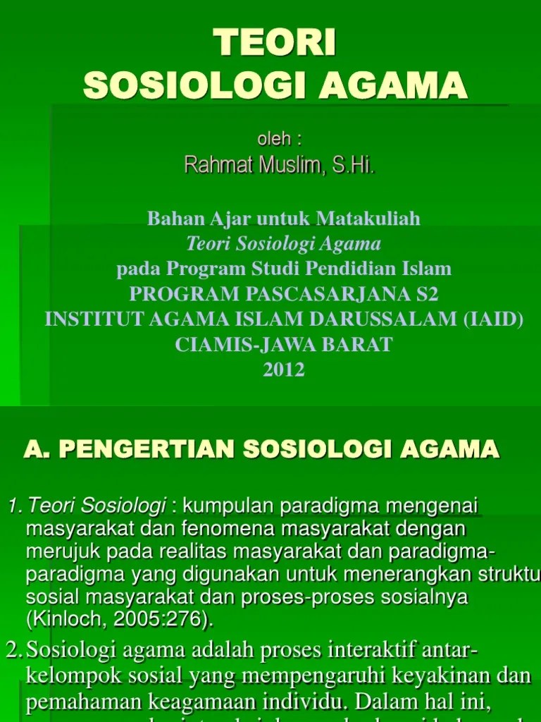 Teori Sosiologi Agama | PDF