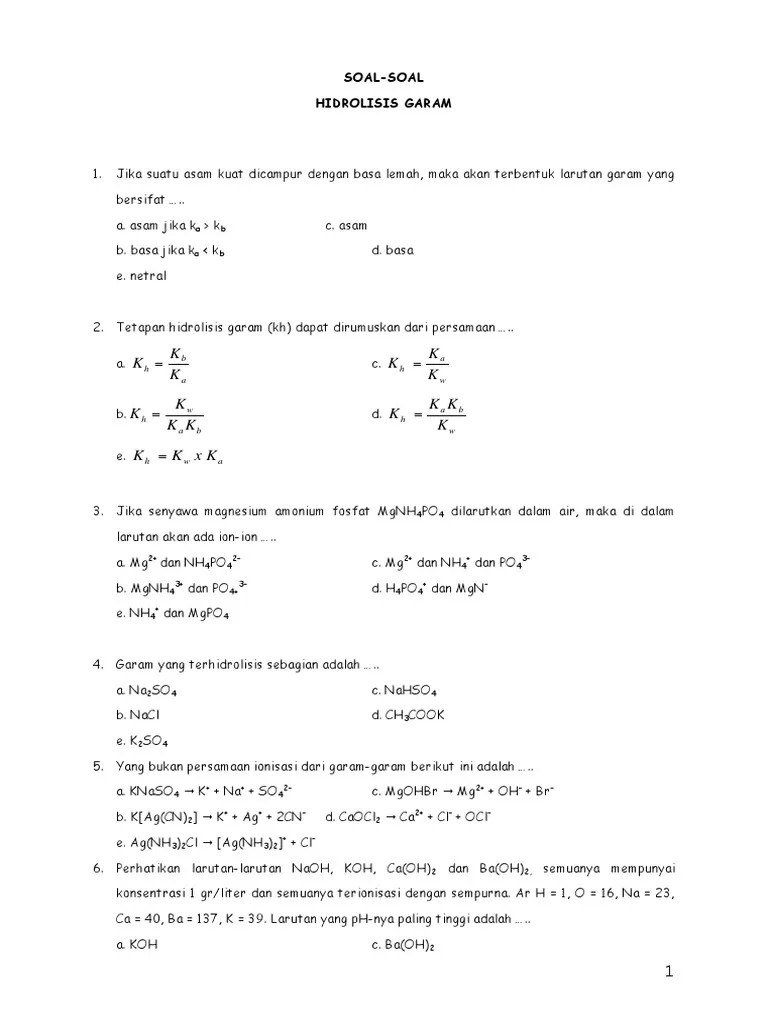 Soal Hidrolisis Garam | PDF