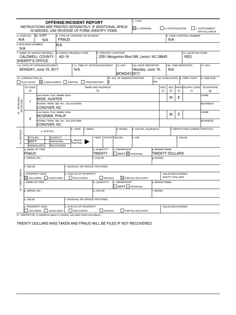 Blank Police Report Template Law Enforcement Crime & Justice