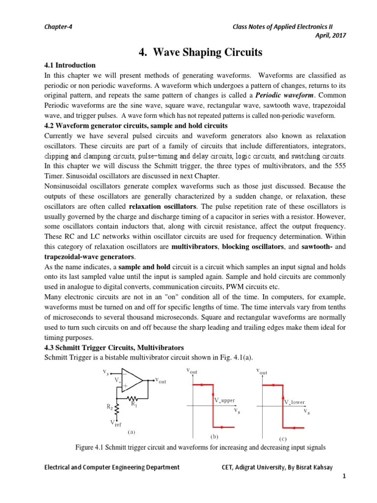 Wave Shaping Circuits PDF Electronic Oscillator