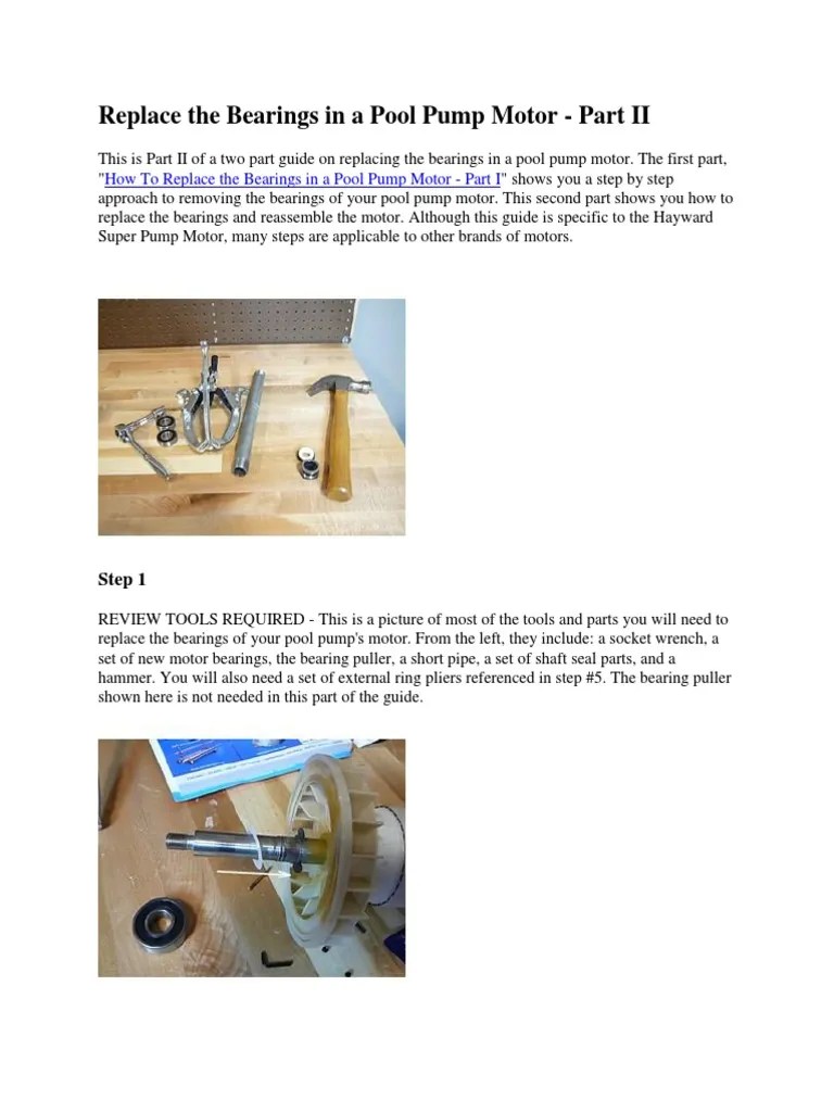 Replace the Bearings in a Pool Pump Motor2 Screw Bearing (Mechanical)