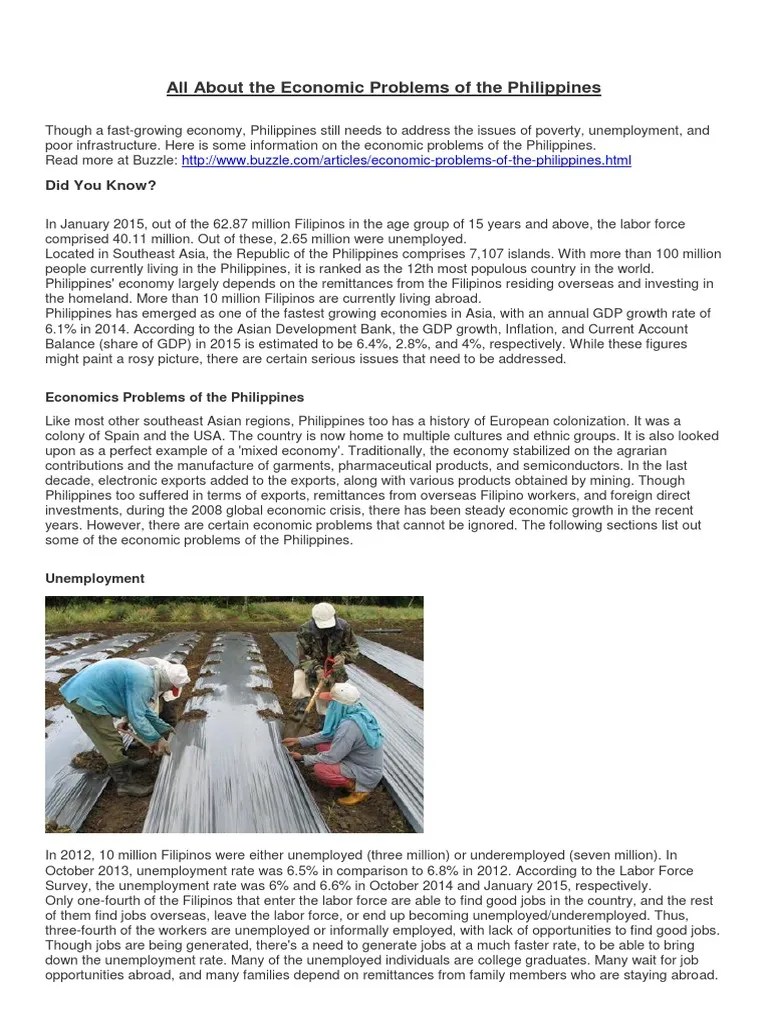 The Economic Problems of the Philippines Philippines Remittance