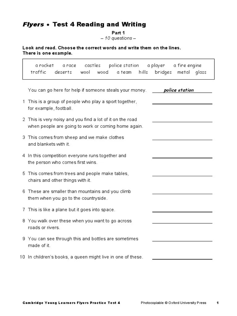 Flyers Reading and Writing Test 4.pdf Desert Sahara