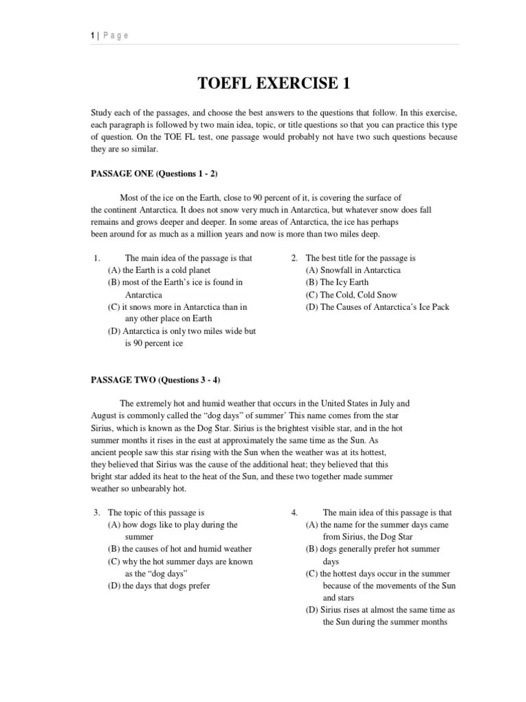 Reading ToEFL Exercise 1 Antarctica Snow