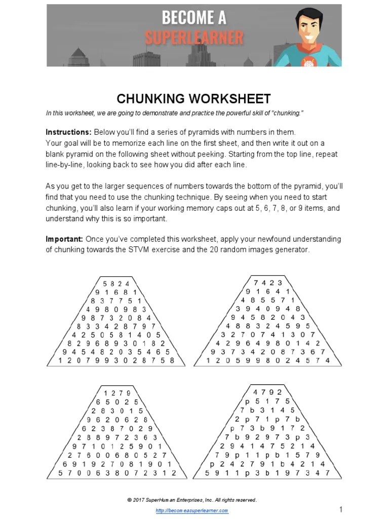 Chunking Worksheet Instructions PDF
