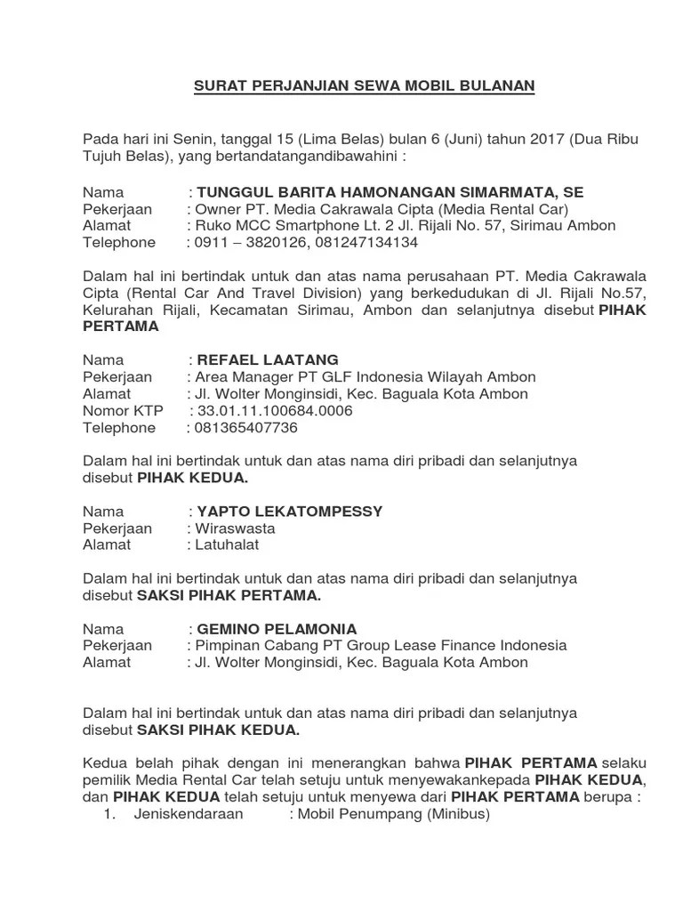 Home » surat perjanjian » contoh surat perjanjian sewa menyewa rumah. SURAT PERJANJIAN SEWA MOBIL BULANAN.docx