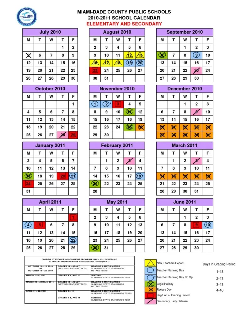 Norfolk Public School Calendar 20 21 20102011 Dade Schools' Calendar PDF Academic Term Schools