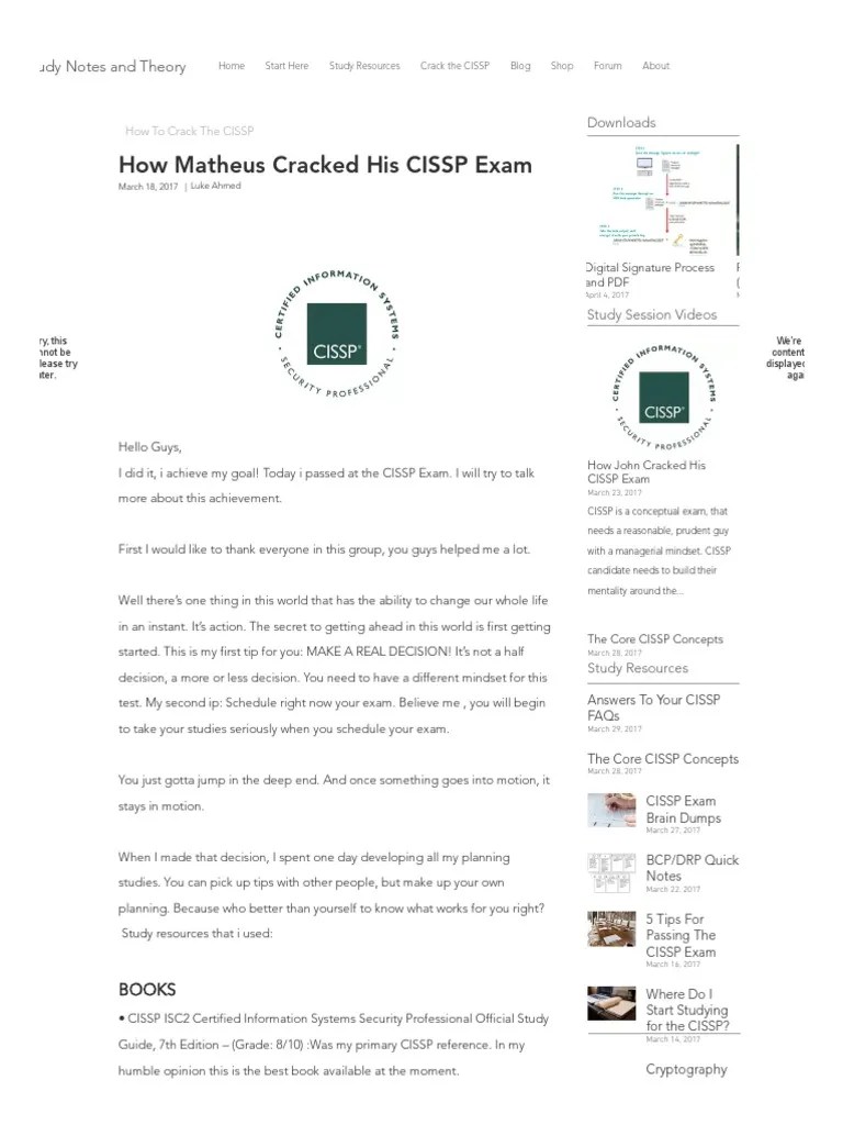 How Matheus Cracked His CISSP Exam _ Study Notes and