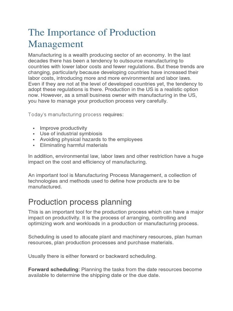 The Importance of Production Management Six Sigma Business Process
