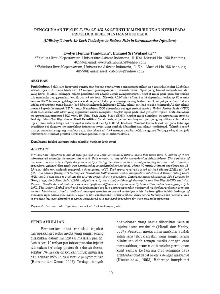 Utilizing ZTrack Air Lock Technique To Reduce Pain in Intramuscular