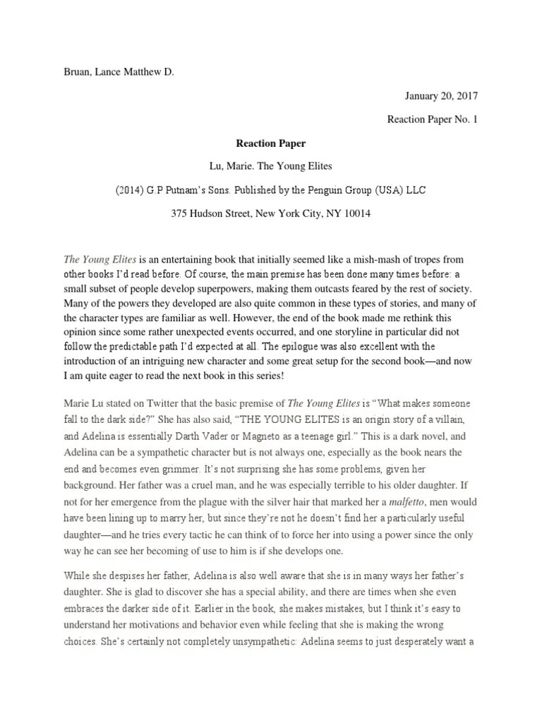 Reaction Paper Emotions SelfImprovement