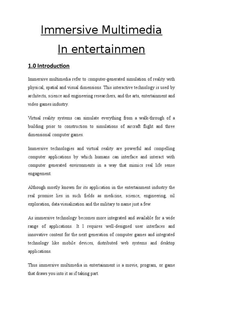 Immersive Multimedia PDF Virtual Reality Holography