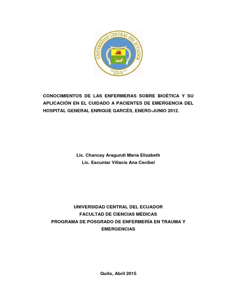 Ejemplo de Tesis Bioética Enfermería