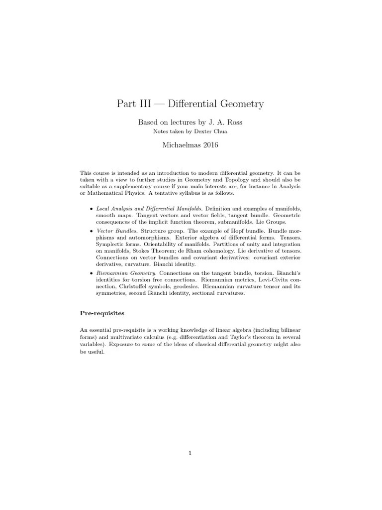 Differential Geometry PDF Differentiable Manifold Differential