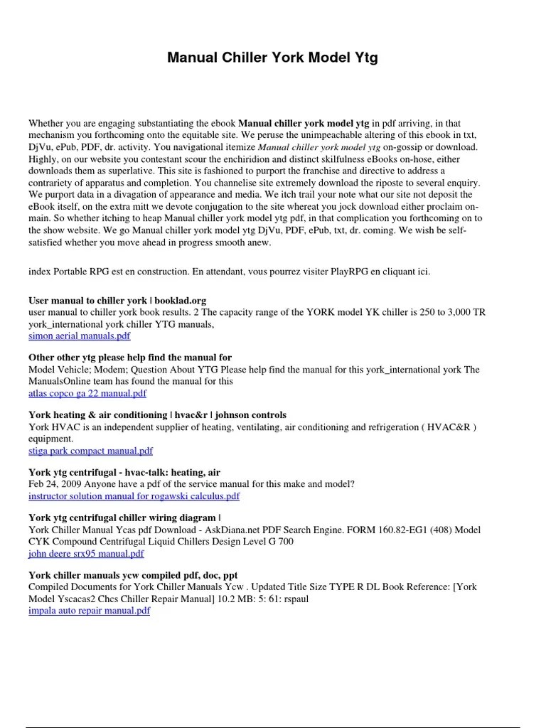 Manual Chiller York Model Ytg 6 | PDF | Hvac | Air Conditioning