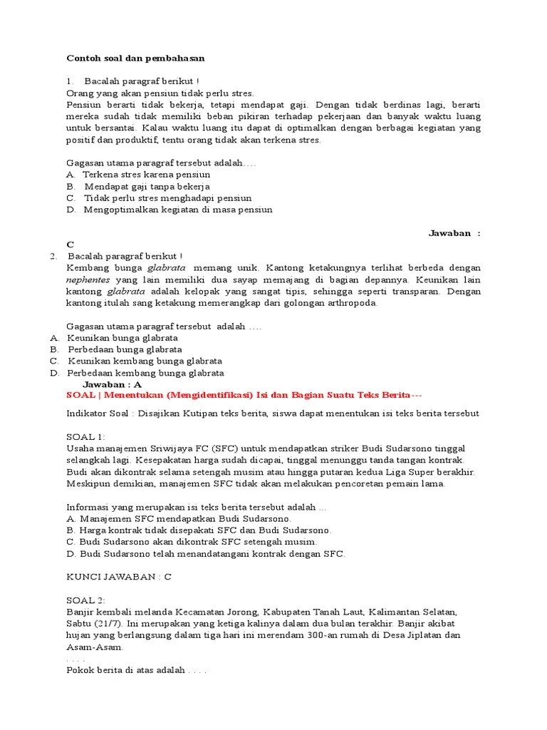 Contoh Soal Unsur Intrinsik Cerpen Beserta Jawabannya