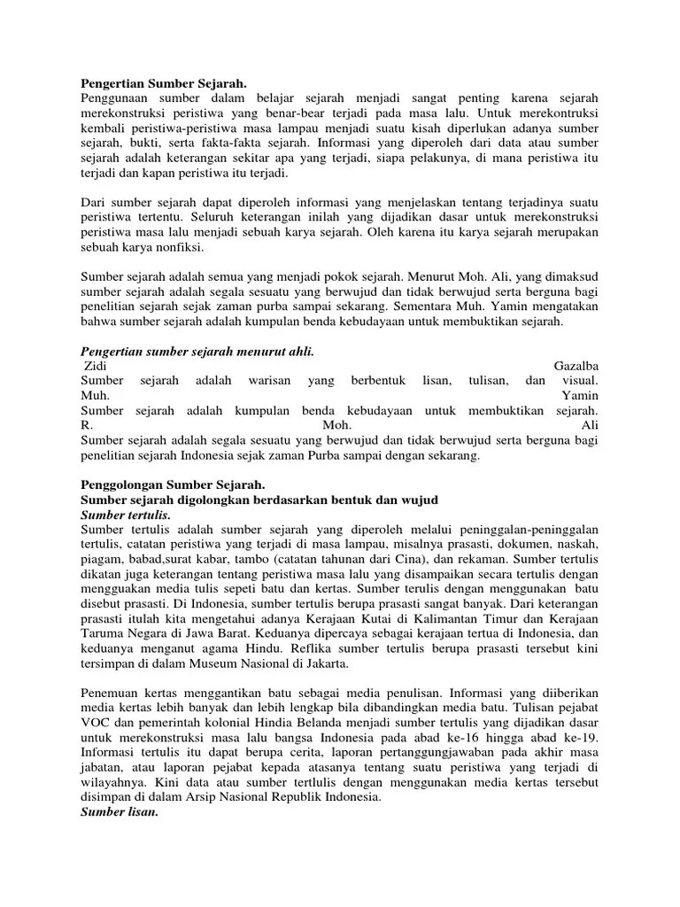 Pengertian Sumber Sejarah | PDF