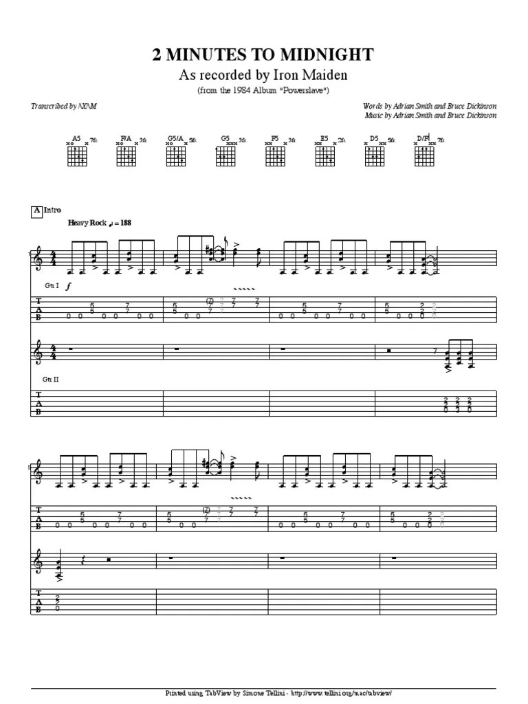 2 Minutes To Midnight As recorded by Iron Maiden English Rock