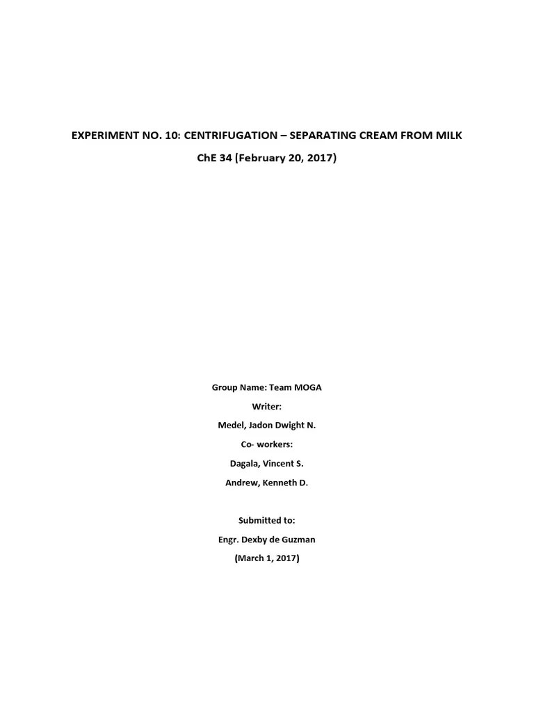 CHE34 Centrifugation Lab Report Final PDF Centrifuge Rotation