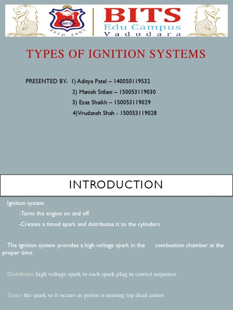 Types of Ignition Systems in Ic Engine PDF Ignition System