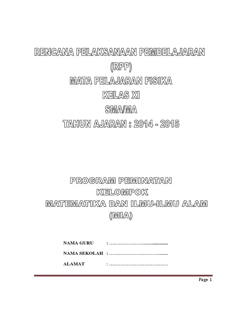 RPP Fisika Sma Kelas XI K13